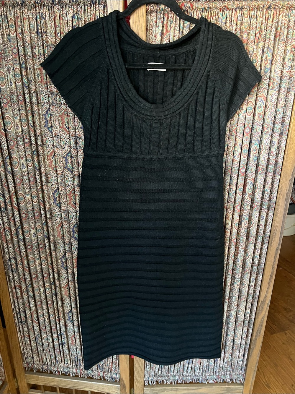 Calvin Klein Black Ribbed Knit Midi Dress